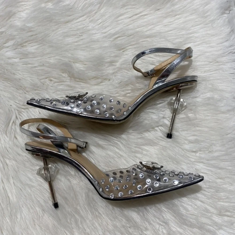 Mach and Mach‎ Crystal Embellished Clear Ankle Strap pump